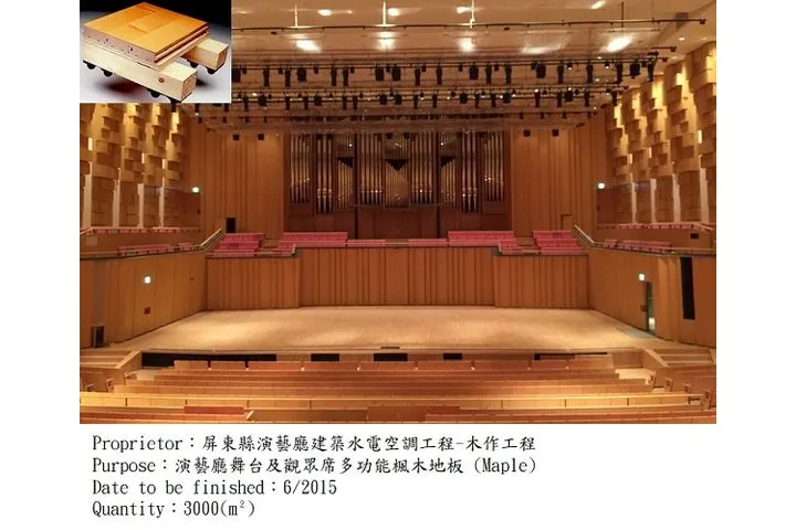 屏東演藝廳|多功能計分板,球場PVC,運動木地板規劃施工